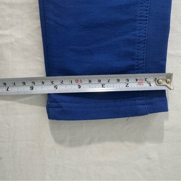 Woman's Mid-Rise Stretch Pull-On Ankle Pant Blue Slim Pockets Comfort Waistband - Picture 8 of 10